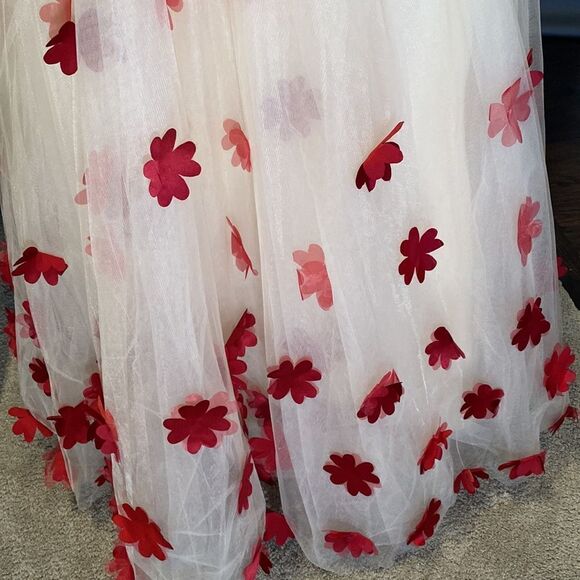 Women’s 2 Piece Prom Party Dress Halter Neck with Red Flower Detail Size 6 - Picture 2 of 11